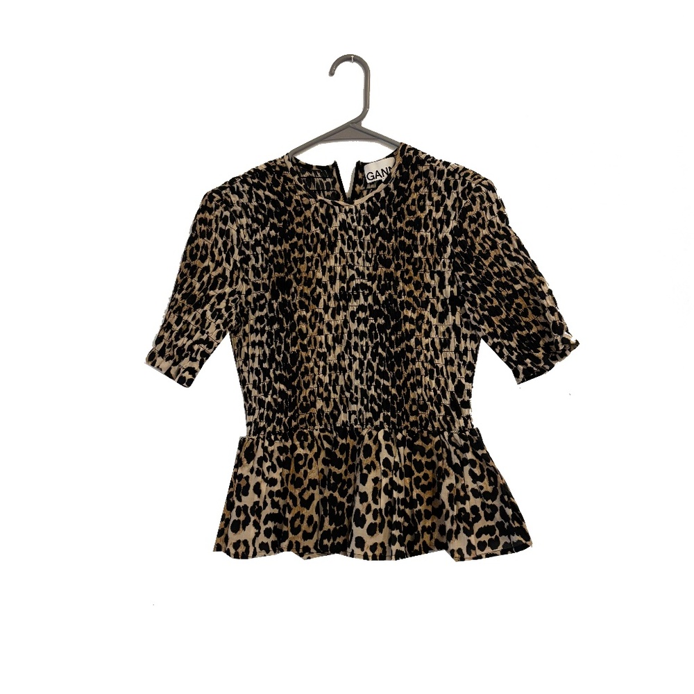 GANNI Animal Print Crew Neck Top size XS/ US 2 - Picture 7 of 9